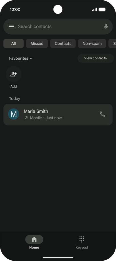 Press and hold the required contact.