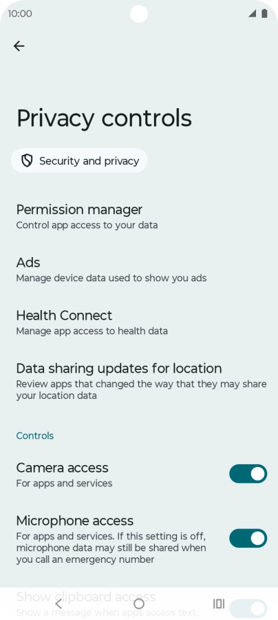 Press Permission manager.