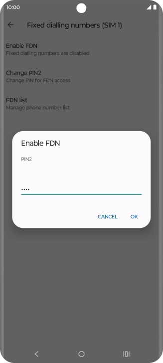 Key in your PIN2 and press OK. The default PIN2 is 1111.