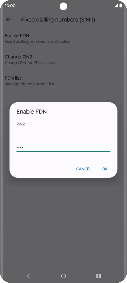 Key in your PIN2 and press OK. The default PIN2 is 1111.