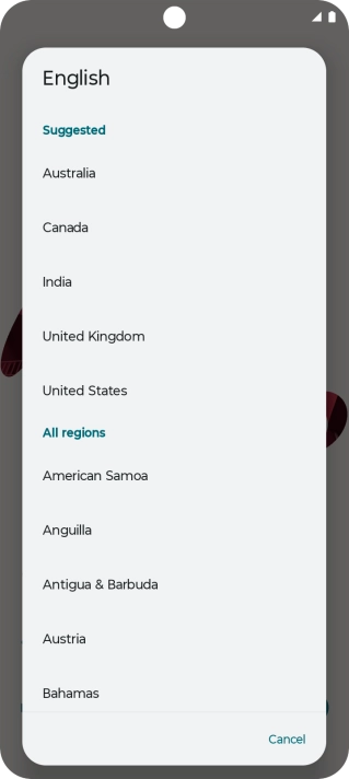 Press the required country or area.