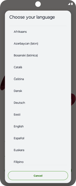 Press the required language.