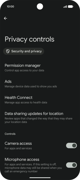 Press Permission manager.