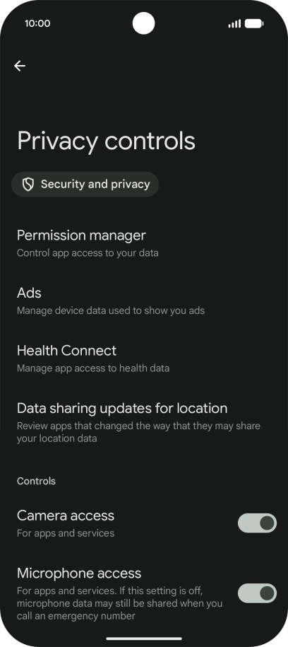Press Permission manager.