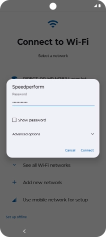 Key in the password for the Wi-Fi network and press Connect.