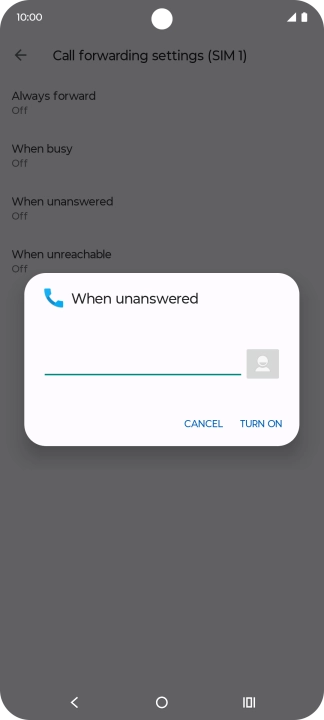 Key in +61414121121 and press TURN ON.