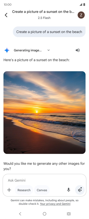 You can also ask Gemini to generate a picture based on your description.