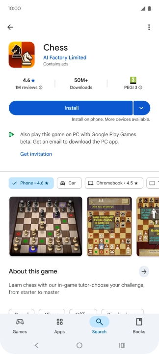 Press Install and follow the instructions on the screen to install the app.