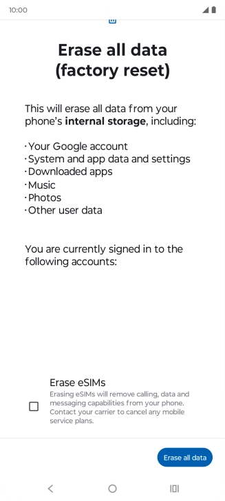 Press Erase all data.
