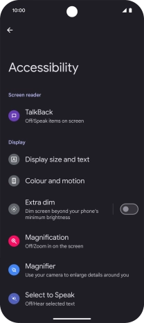 Press TalkBack and follow the instructions on the screen to select the required settings.
