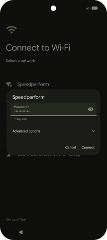Key in the password for the Wi-Fi network and press Connect.
