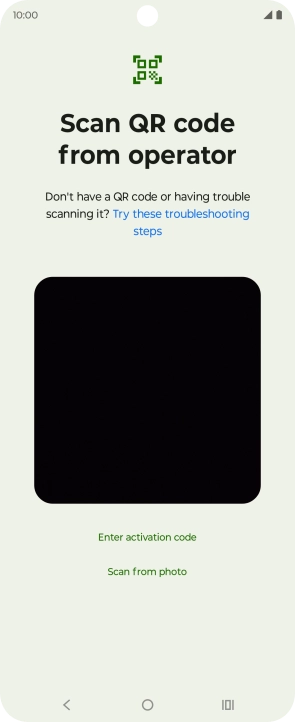 Place the QR code you've received inside the phone camera frame to scan the code. Your eSIM is transferred to your new phone over the internet.