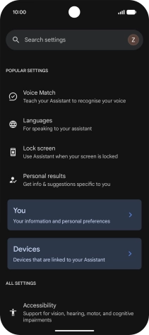 Press Voice Match and follow the instructions on the screen to turn automatic activation of Google Assistant on or off.