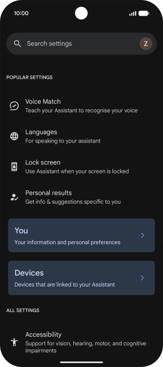 Press Voice Match and follow the instructions on the screen to turn automatic activation of Google Assistant on or off.