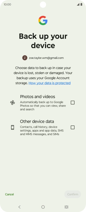 Press the fields next to the required data types to select them.