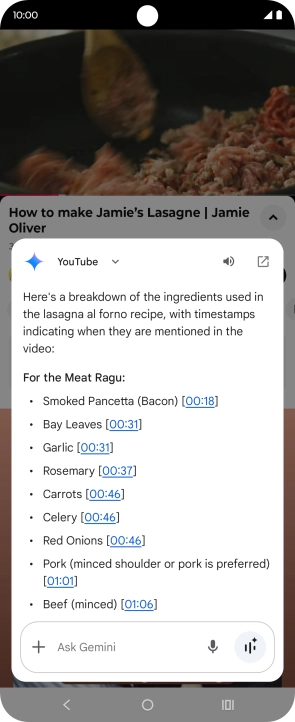 The answer from Gemini to your question is displayed.