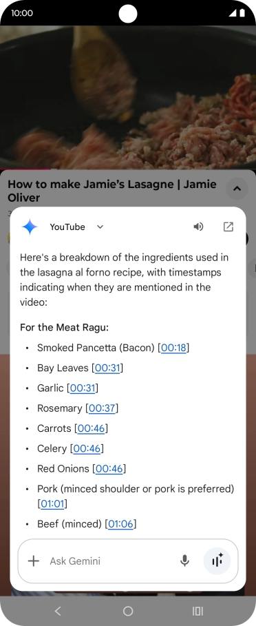 The answer from Gemini to your question is displayed.