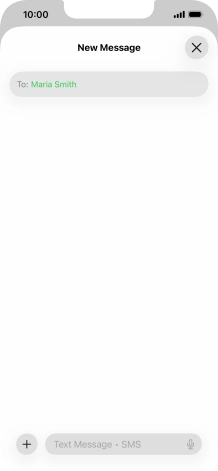 Press the text input field and write the text for your text message.