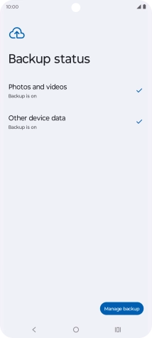 Press Manage backup.