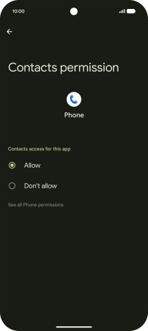 Press the required setting.