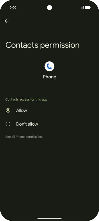 Press the required setting.