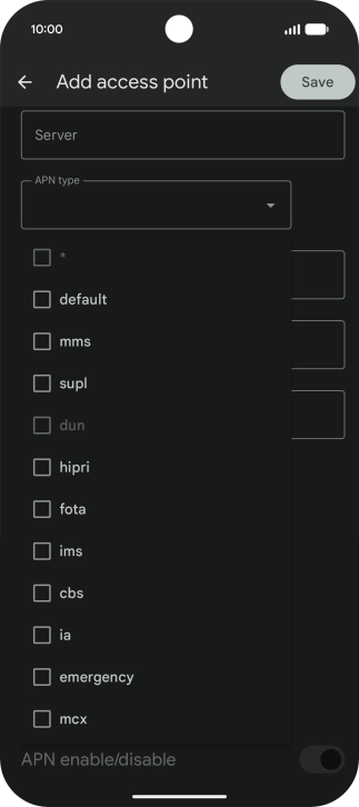 Press default to turn on the setting.