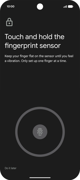 Follow the instructions on the screen to create the phone lock code using your fingerprint.