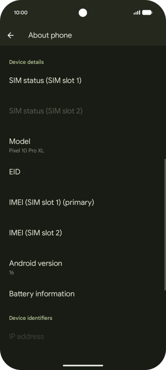 Your phone's software version is displayed below Android version.
