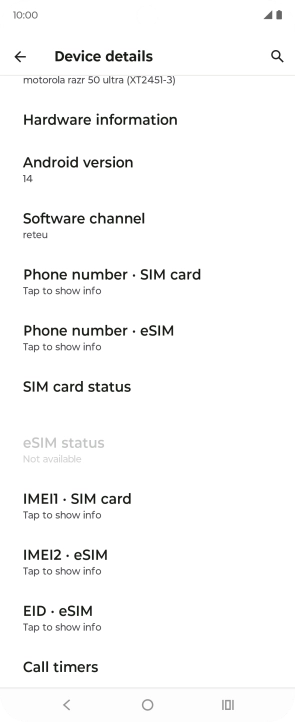 Your phone's software version is displayed below Android version.