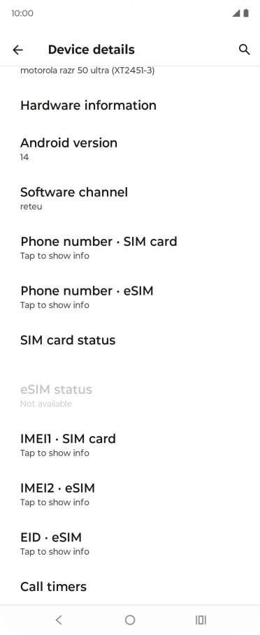 Your phone's software version is displayed below Android version.