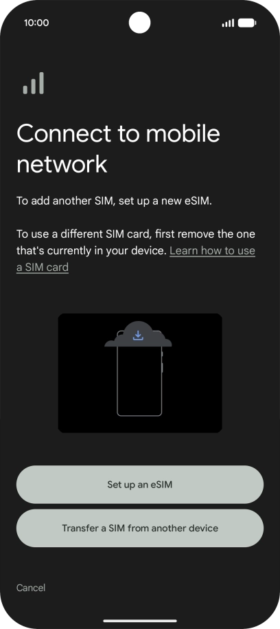 Press Set up an eSIM.