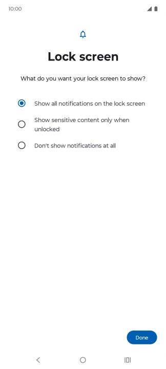 Press the required setting.