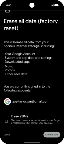 Press Erase all data.