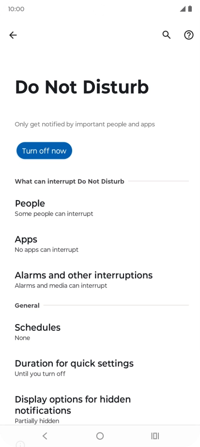 Press Turn off now to turn off the function.