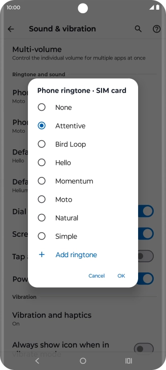 Once you've found a ring tone you like, press OK.