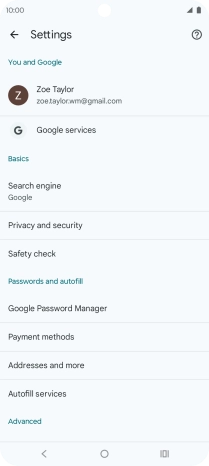 Press Privacy and security.