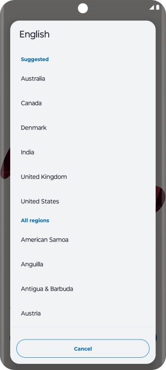 Press the required country or area.