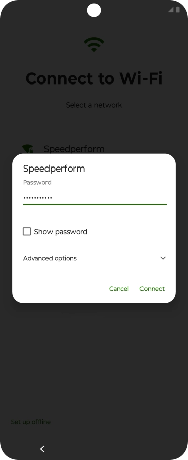 Key in the password for the Wi-Fi network and press Connect.