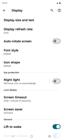 Press Screen timeout.