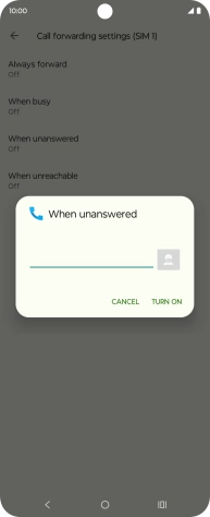 Key in +447836121121 and press TURN ON.