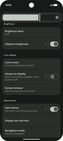 Drag the indicator right or left to set the brightness manually.