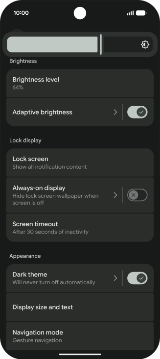 Drag the indicator right or left to set the brightness manually.