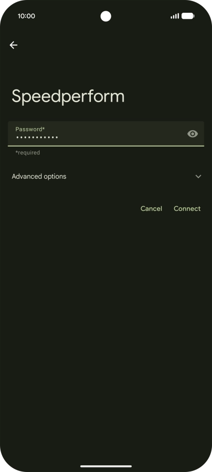 Key in the password for the Wi-Fi network and press Connect.