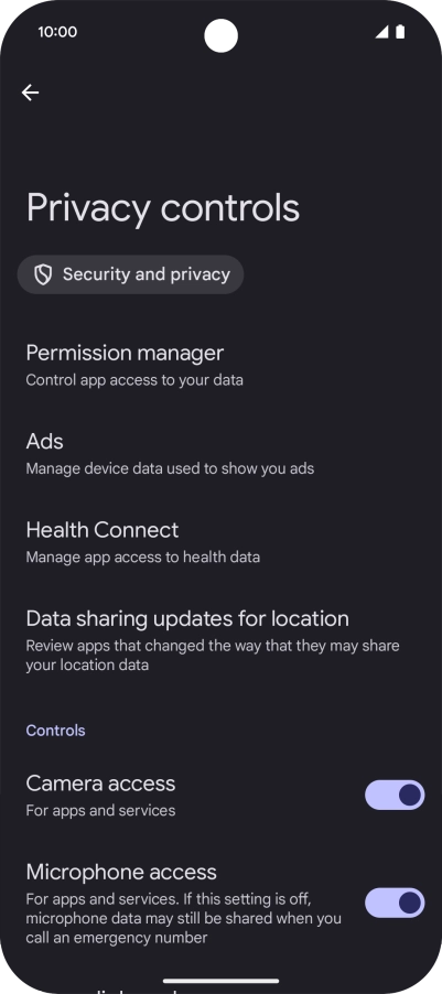 Press Permission manager.