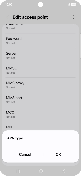 Key in default and press OK.