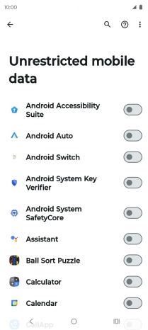 Press the indicators next to the required apps to turn the function on or off.