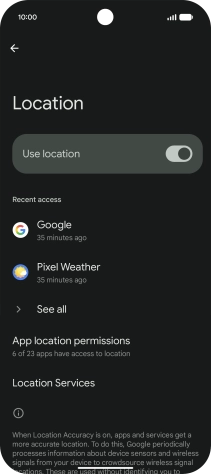 Press App location permissions.