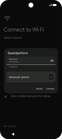 Key in the password for the Wi-Fi network and press Connect.