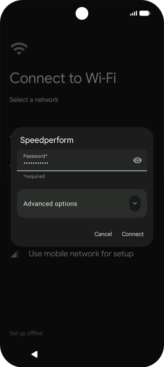 Key in the password for the Wi-Fi network and press Connect.
