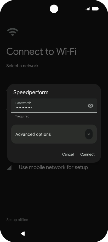 Key in the password for the Wi-Fi network and press Connect.